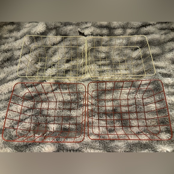 Gold and Rust Orange Wire Storage Basket Set - Picture 3 of 3